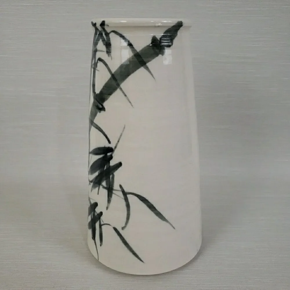 Studio Art Pottery Vase Bamboo Motif 9
